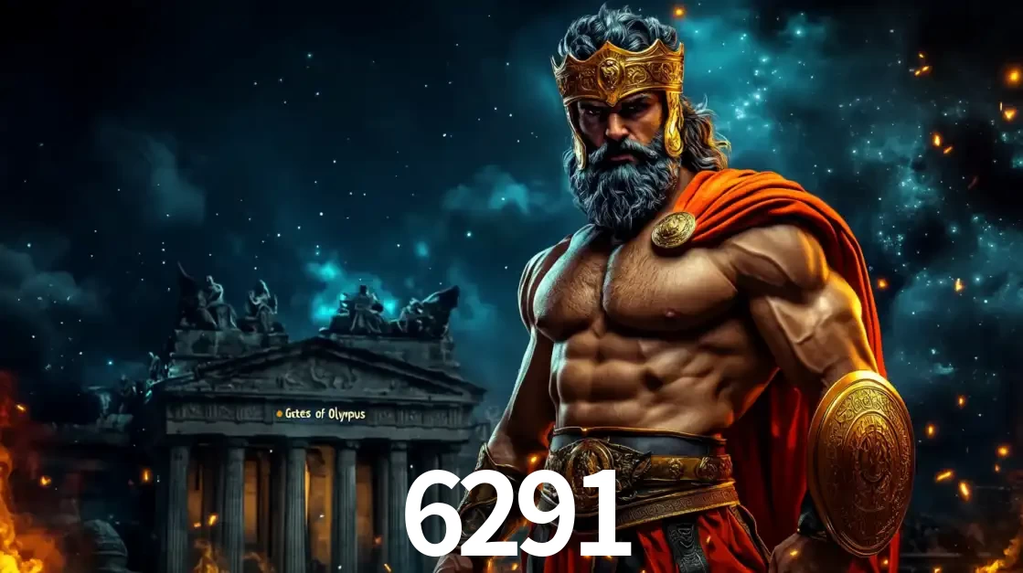 O poderoso Zeus do jogo de slot Gates of Olympus em frente ao seu templo, pronto para lançar multiplicadores divinos e prêmios épicos no cassino online 6291.